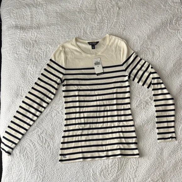 Striped Long Sleeve Top M (1 of 2) - Picture 1 of 1